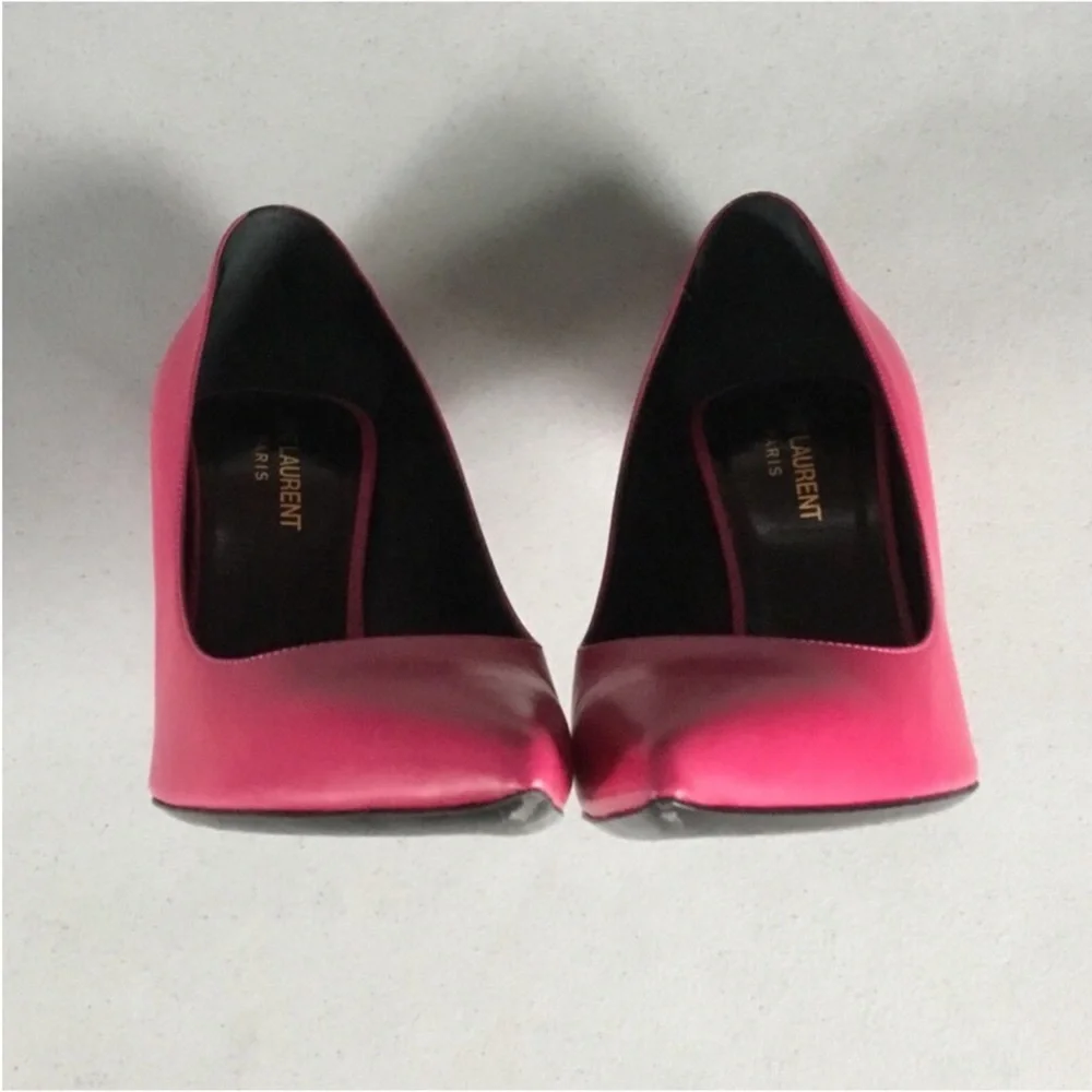 SAINT LAURENT AUTHENTIC COLOR FUCHSIA SLIM HEEL POINTY TOE LEATHER SIZE 38 - Picture 6 of 16